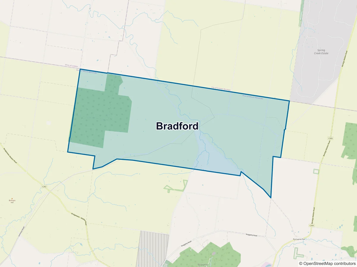 Map of Bradford, VIC, Australia
