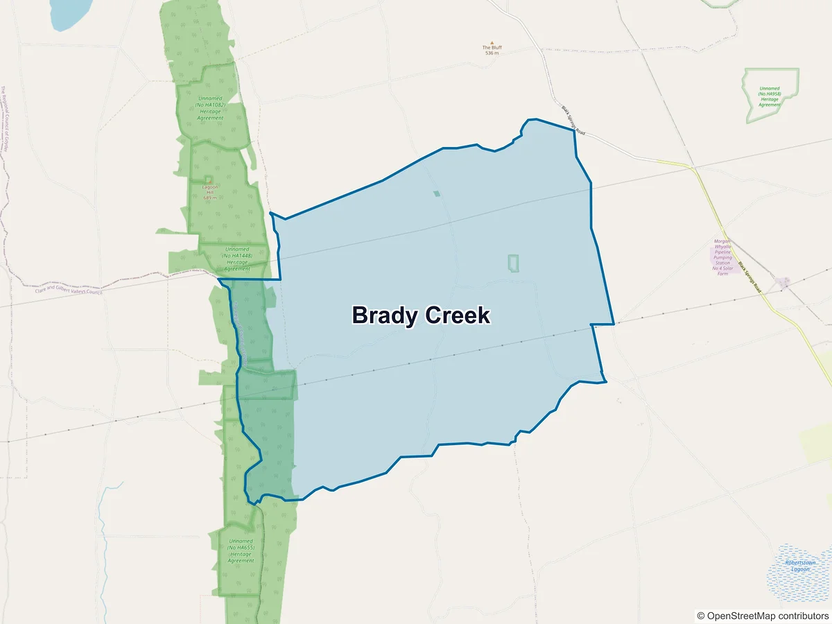 Map of Brady Creek, SA, Australia