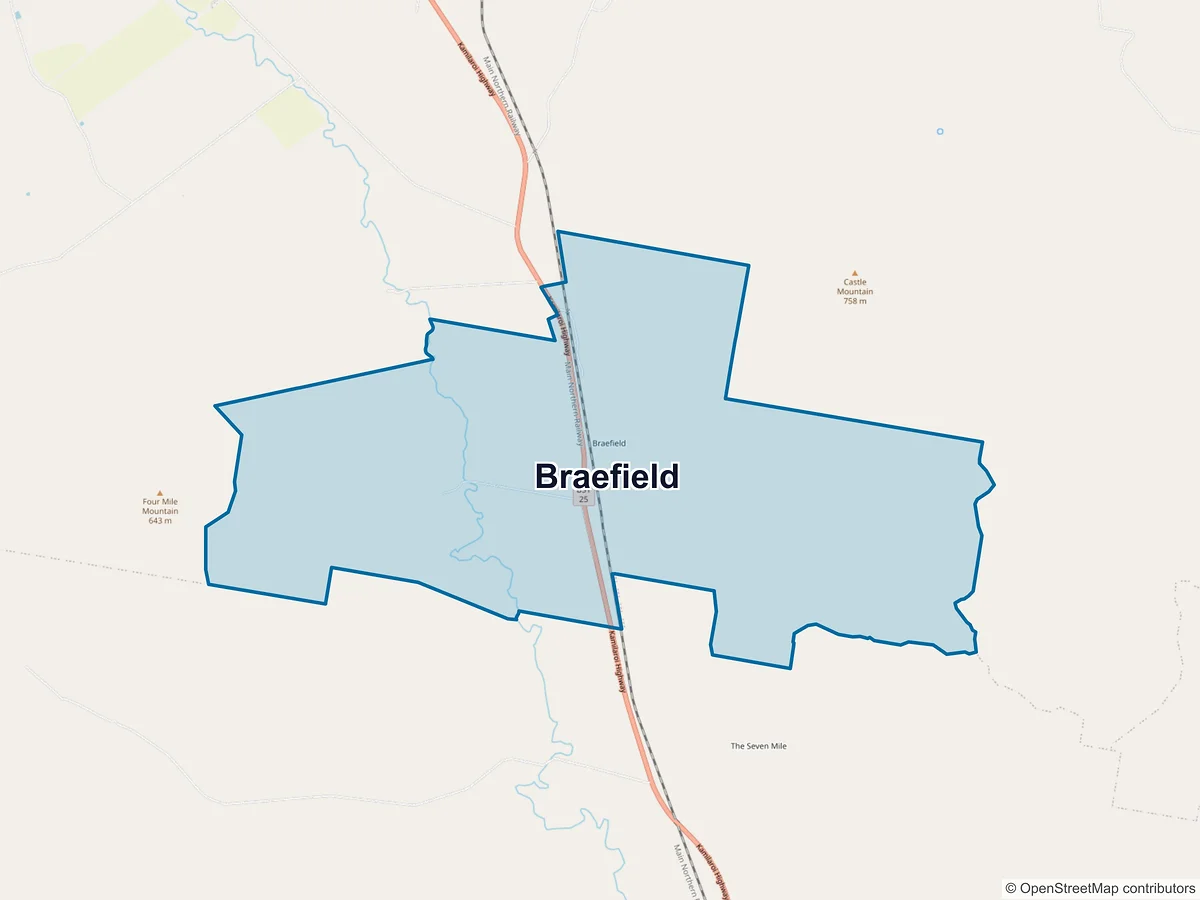 Map of Braefield, NSW, Australia