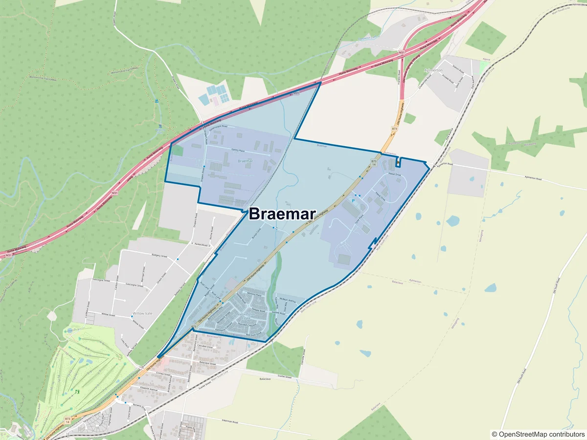 Map of Braemar, NSW, Australia