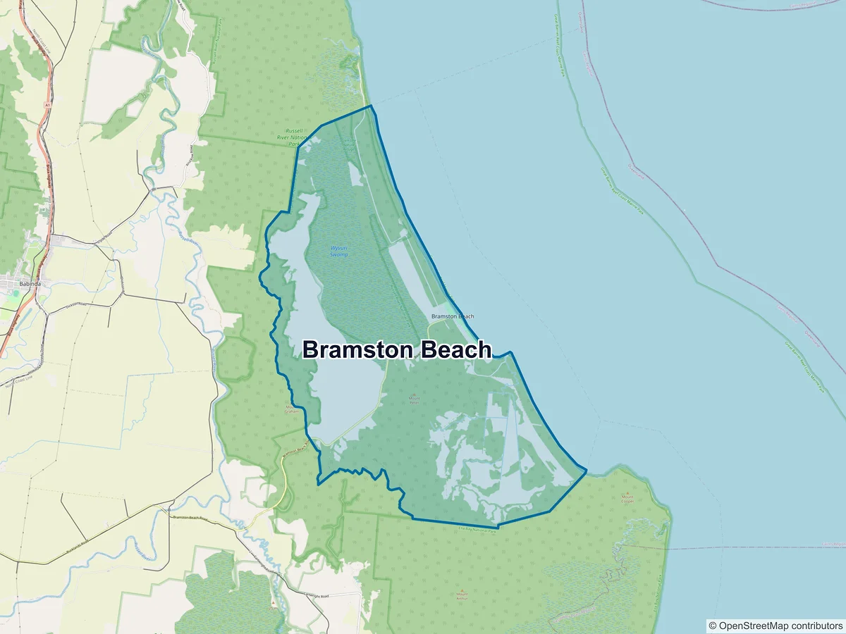 Map of Bramston Beach, QLD, Australia