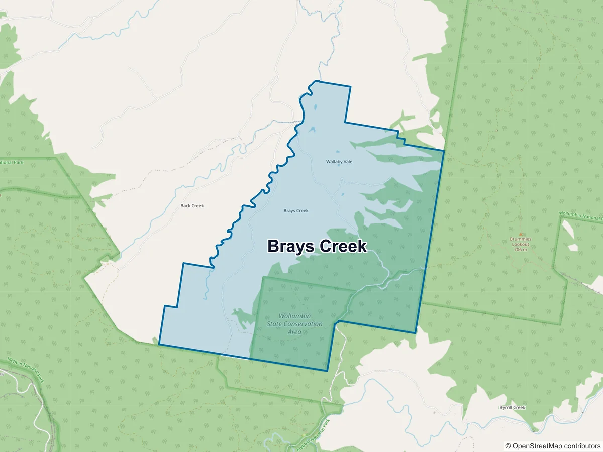 Map of Brays Creek, NSW, Australia