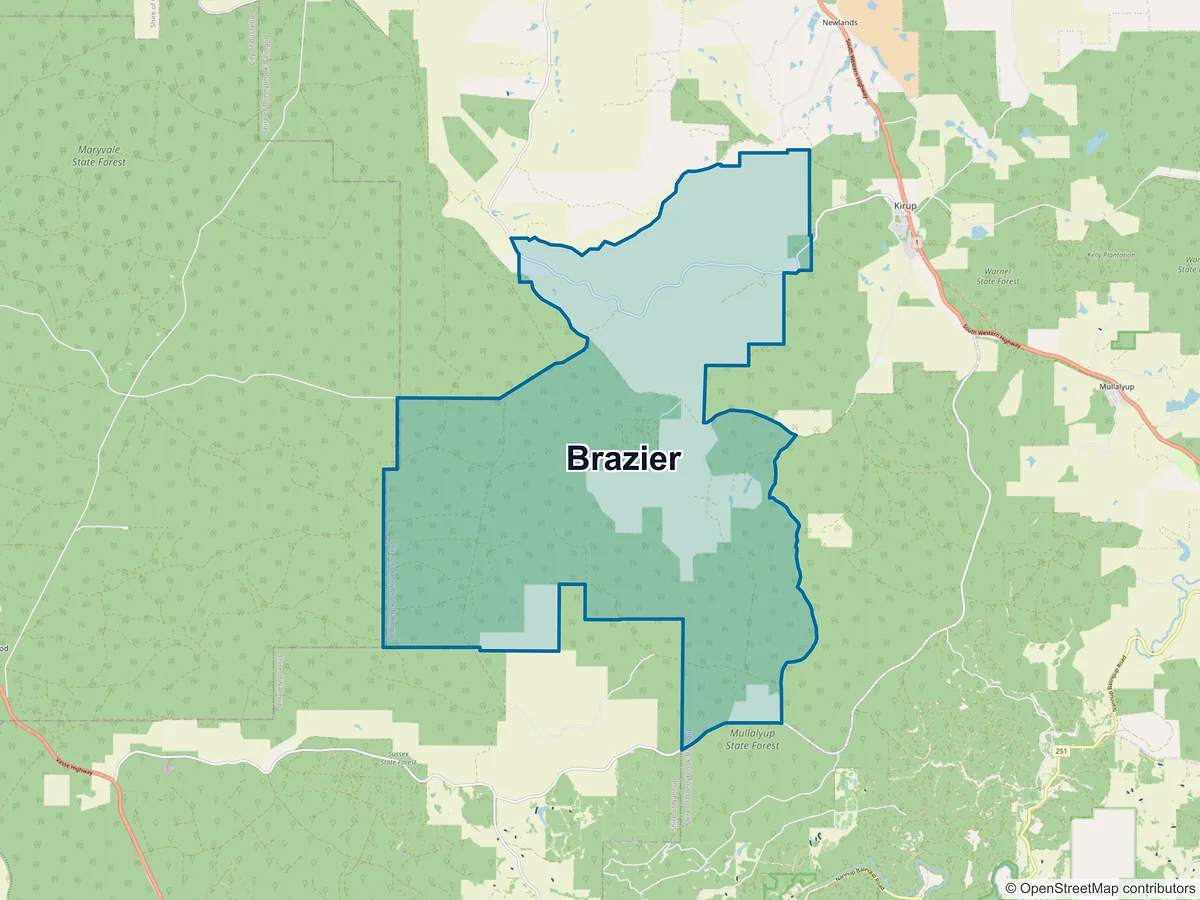 Map of Brazier, WA, Australia