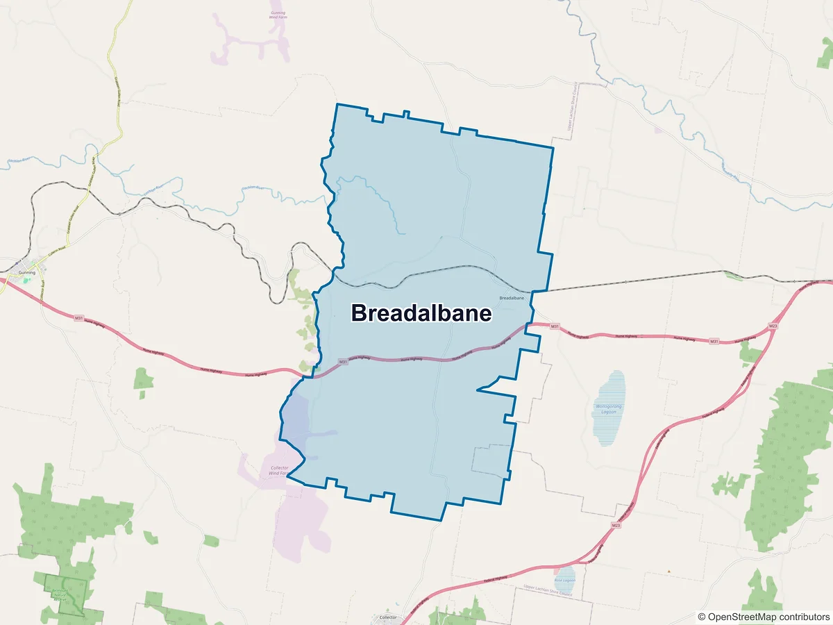Map of Breadalbane, NSW, Australia