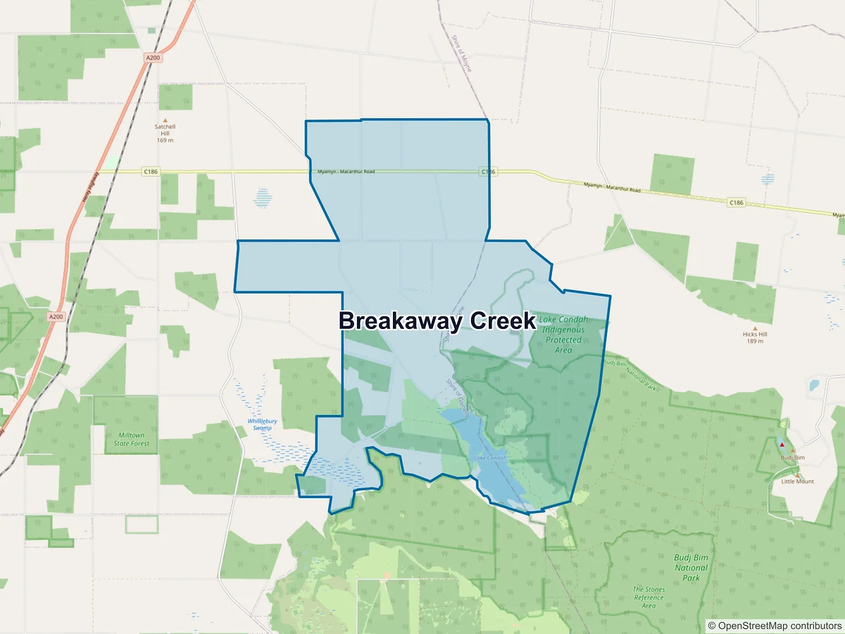 Map of Breakaway Creek, VIC, Australia