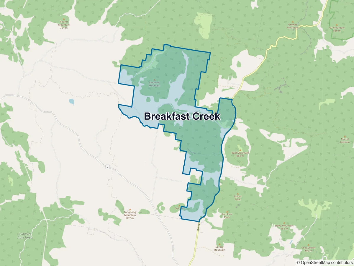 Map of Breakfast Creek, NSW, Australia