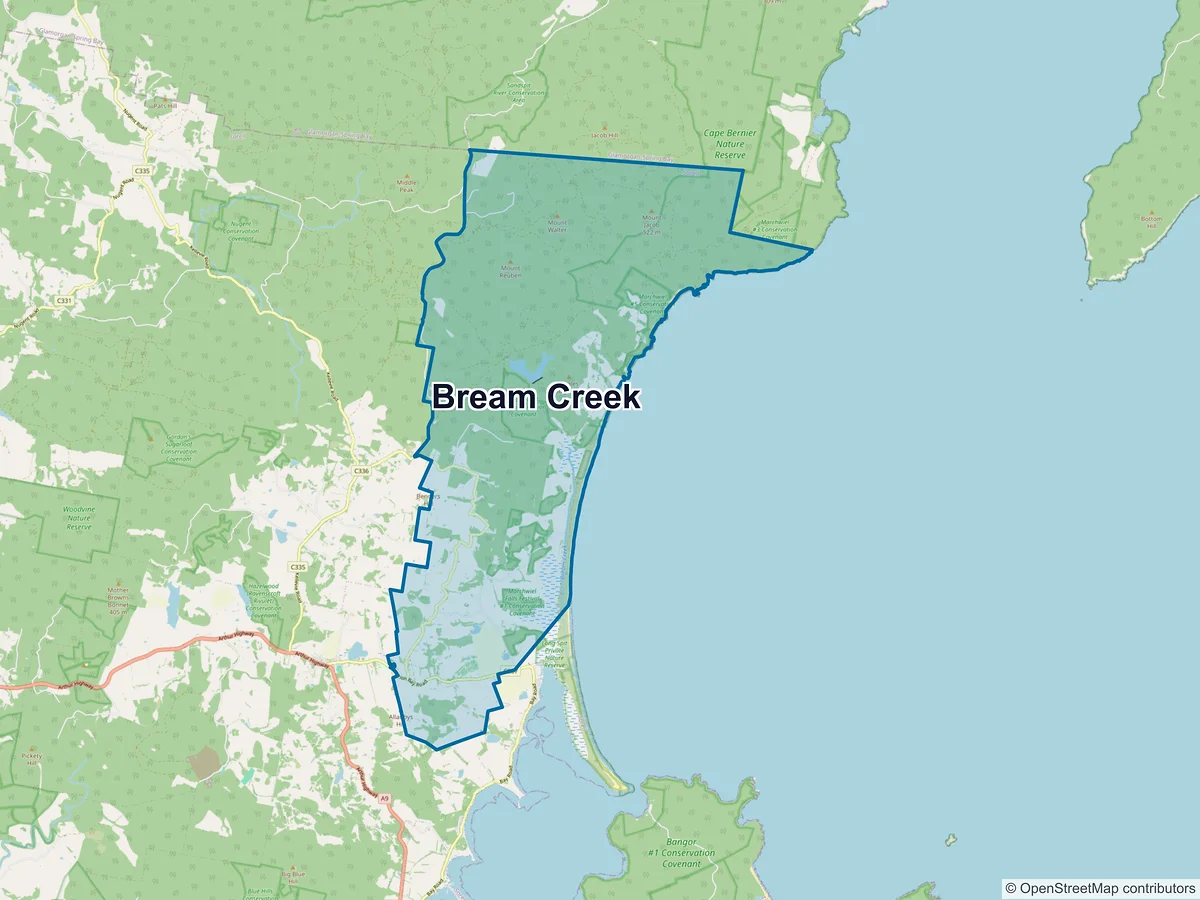 Map of Bream Creek, TAS, Australia