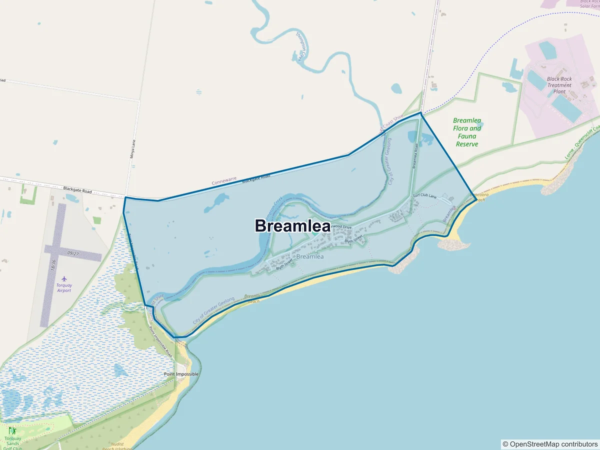 Map of Breamlea, VIC, Australia