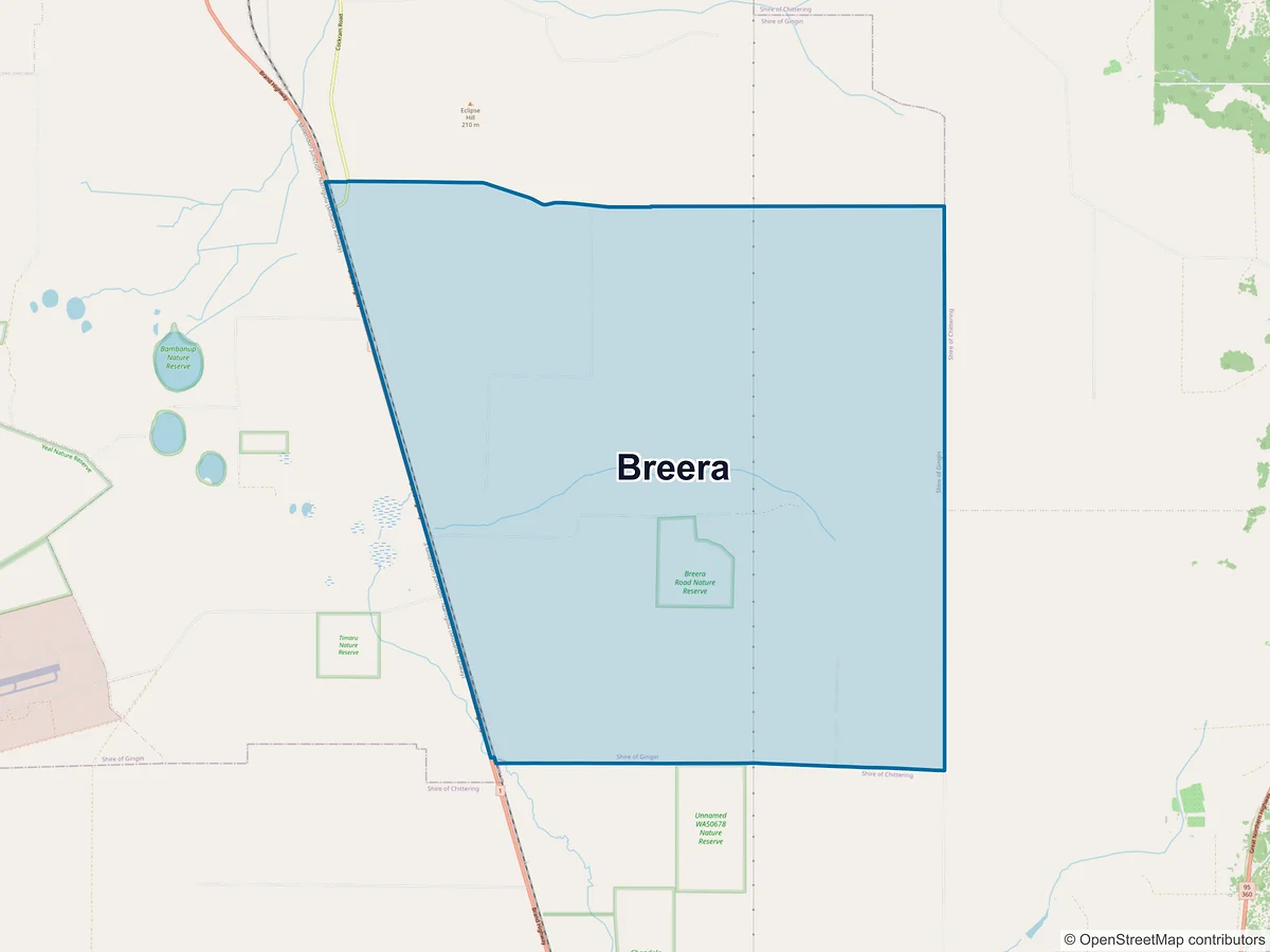Map of Breera, WA, Australia
