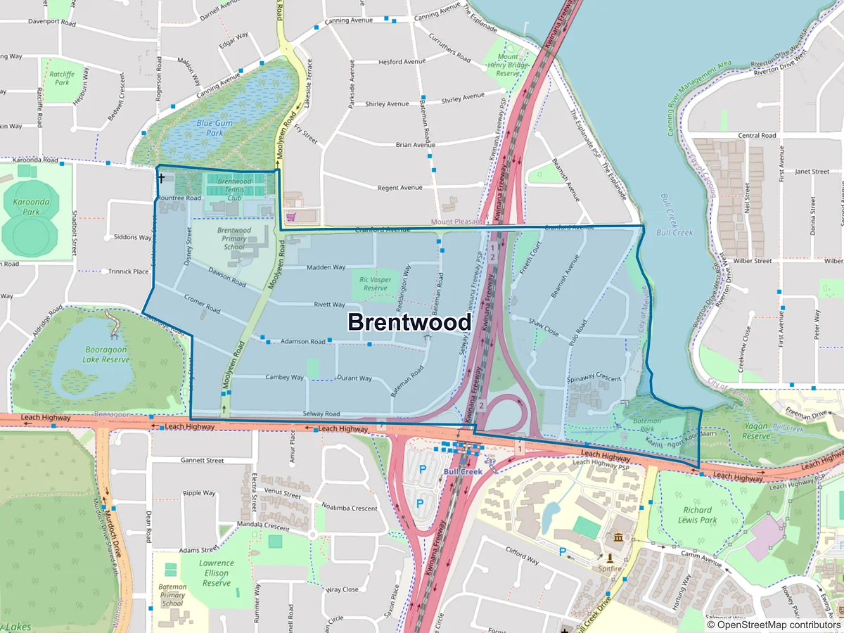 Map of Brentwood, WA, Australia