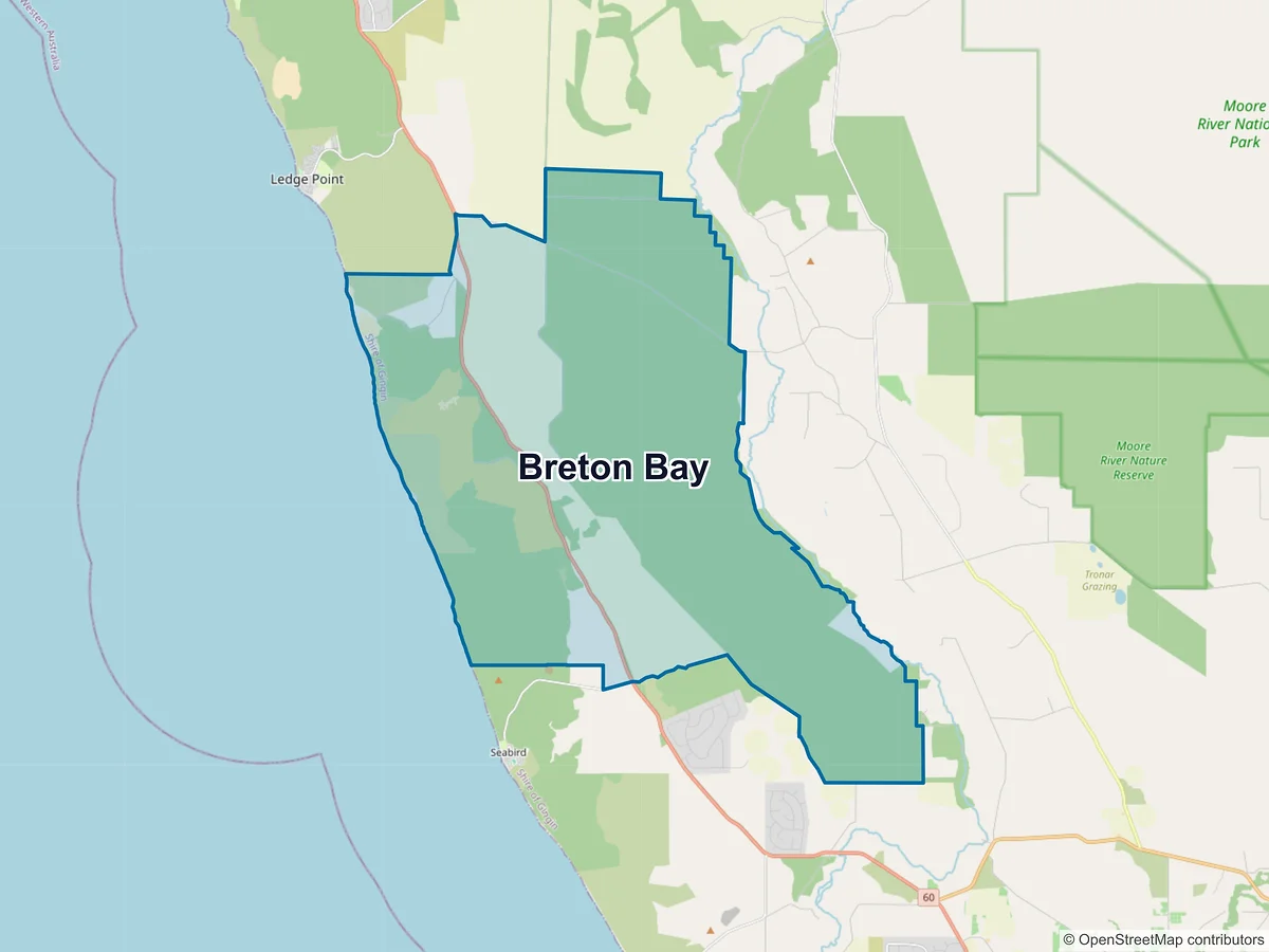 Map of Breton Bay, WA, Australia