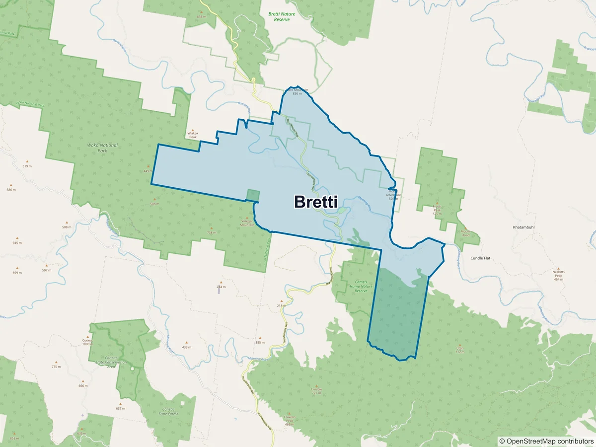 Map of Bretti, NSW, Australia