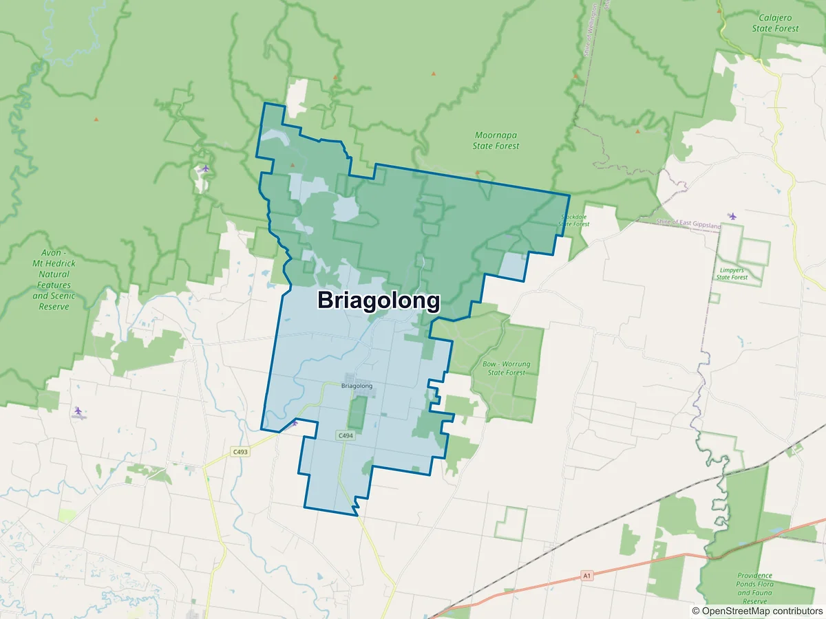 Map of Briagolong, VIC, Australia