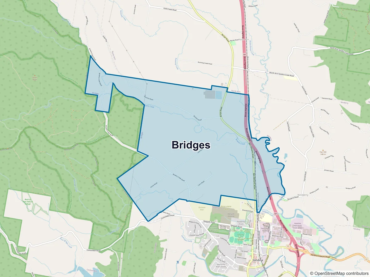 Map of Bridges, QLD, Australia