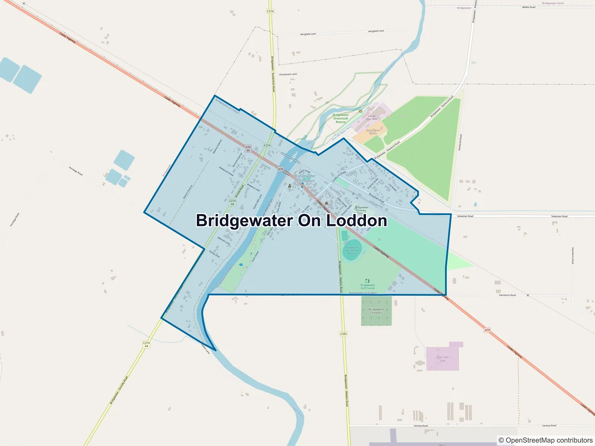 Map of Bridgewater on Loddon, VIC, Australia