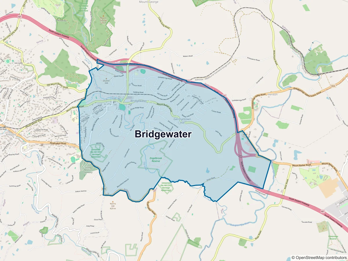 Map of Bridgewater, SA, Australia