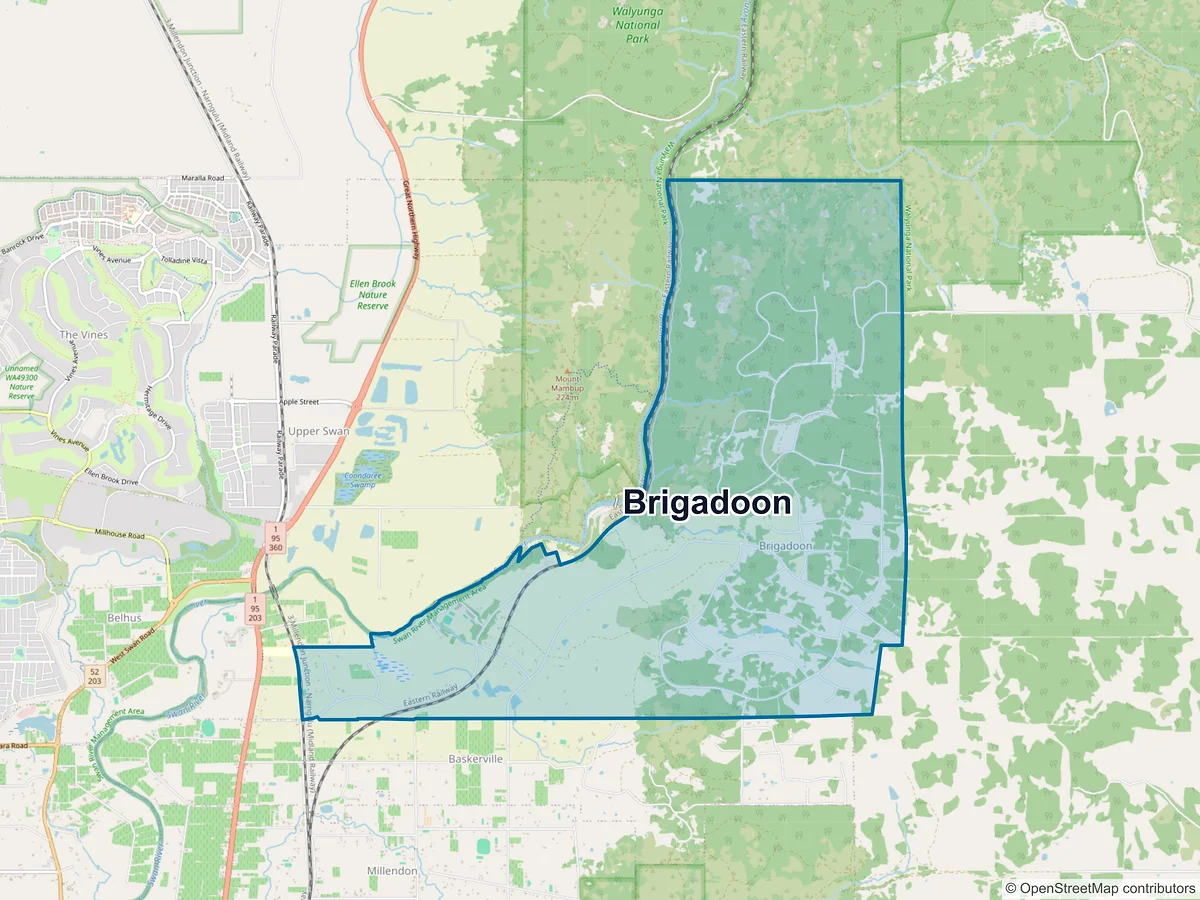 Map of Brigadoon, WA, Australia