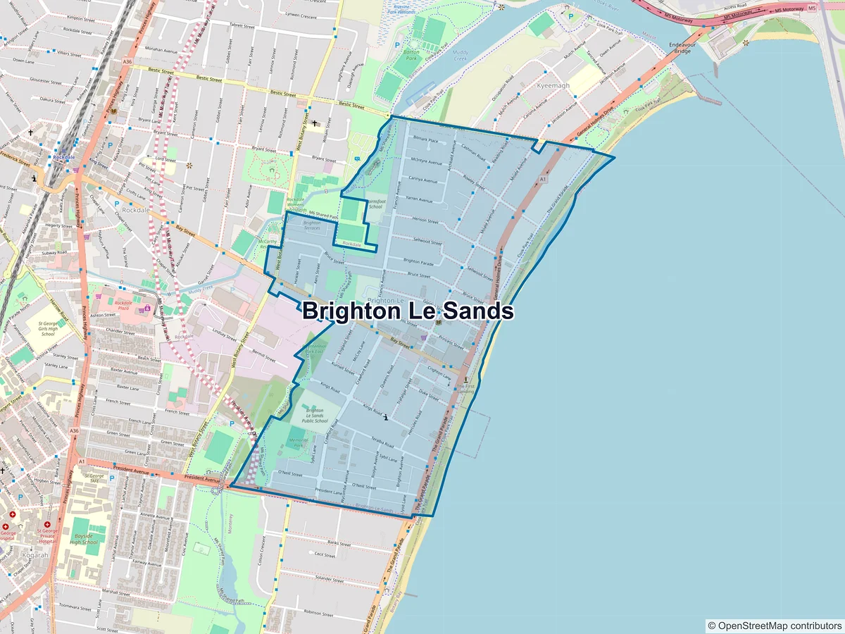 Map of Brighton-Le-Sands, NSW, Australia