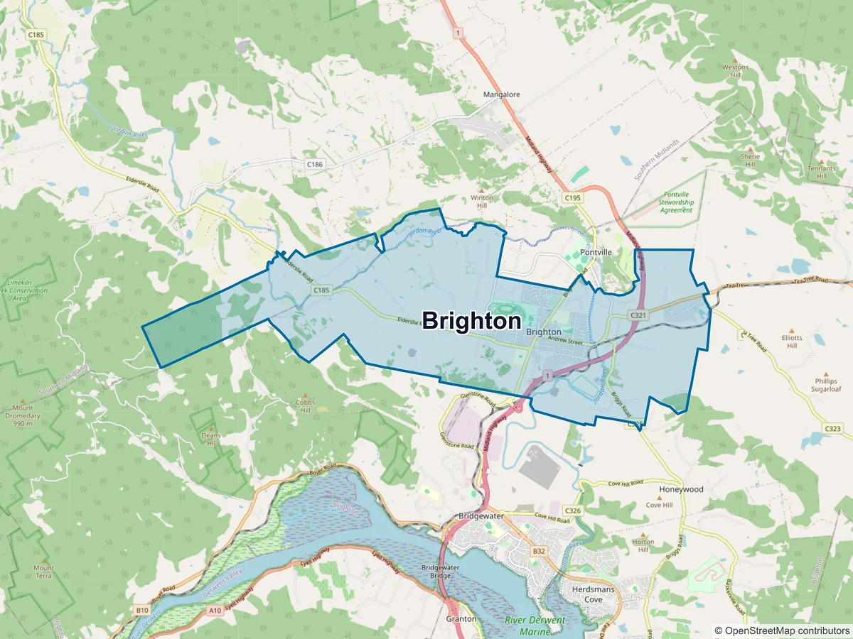 Map of Brighton, TAS, Australia