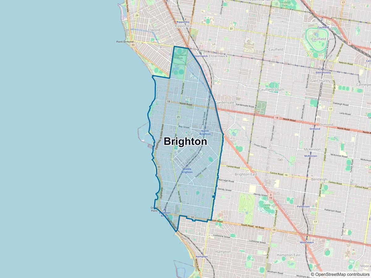 Map of Brighton, VIC, Australia