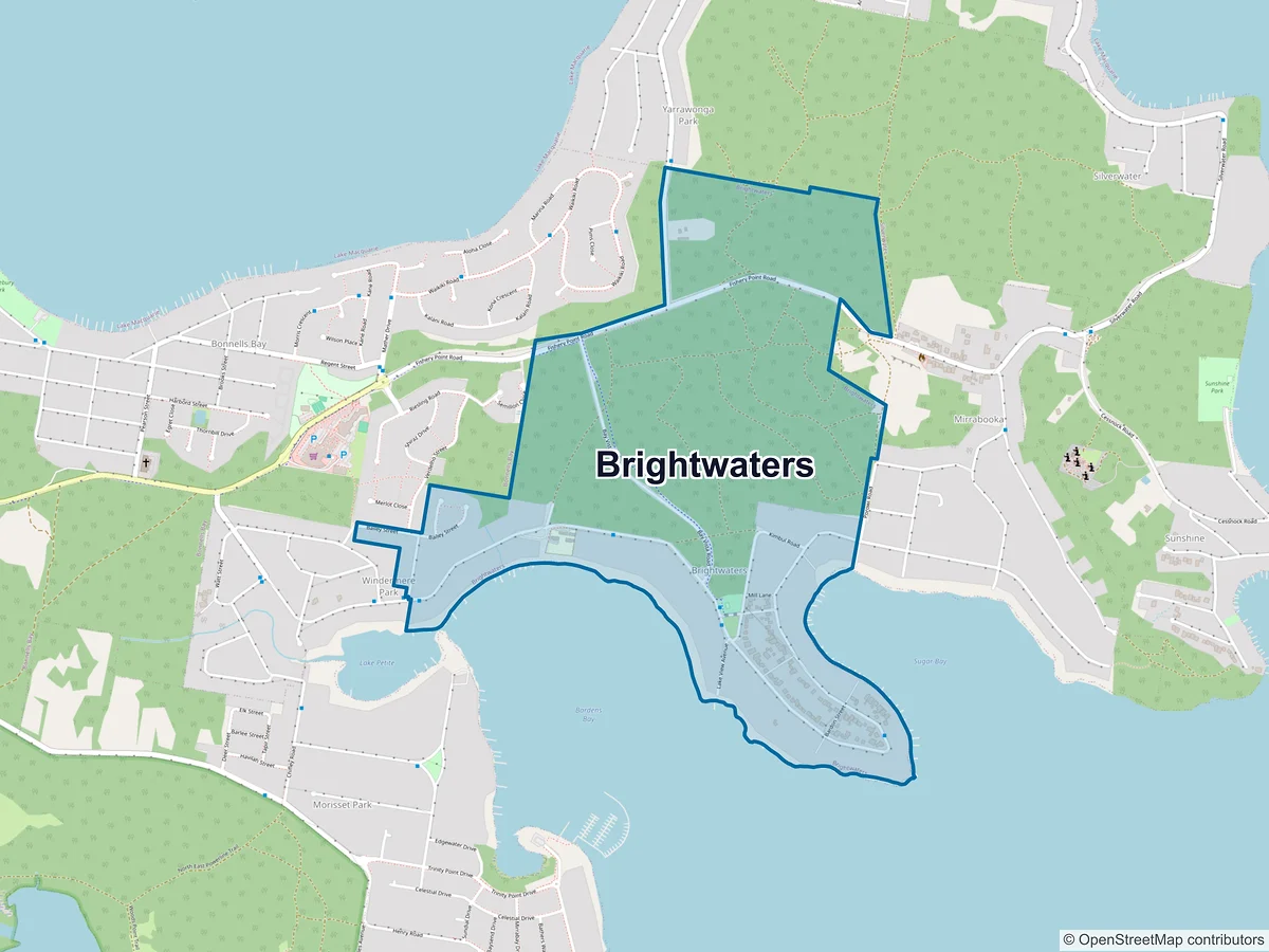 Map of Brightwaters, NSW, Australia