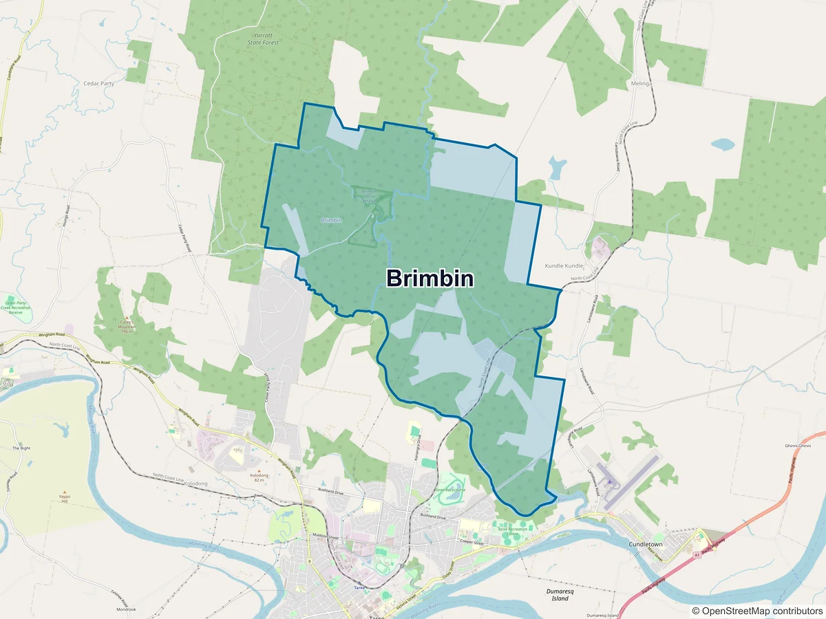 Map of Brimbin, NSW, Australia