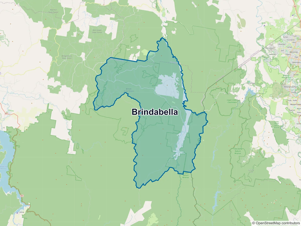 Map of Brindabella, NSW, Australia