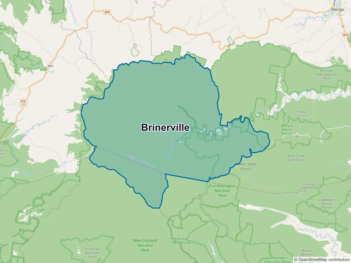 Map of Brinerville, NSW, Australia