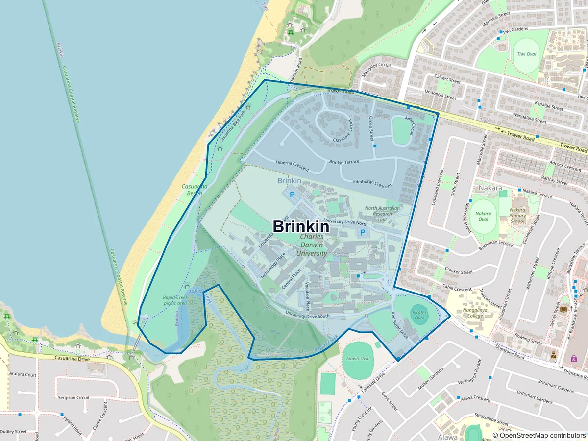 Map of Brinkin, NT, Australia