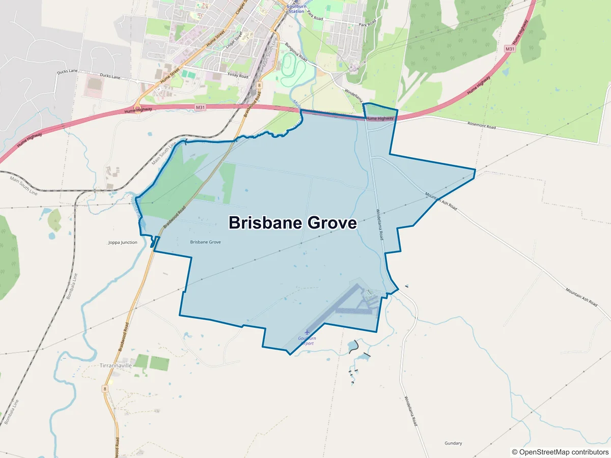 Map of Brisbane Grove, NSW, Australia