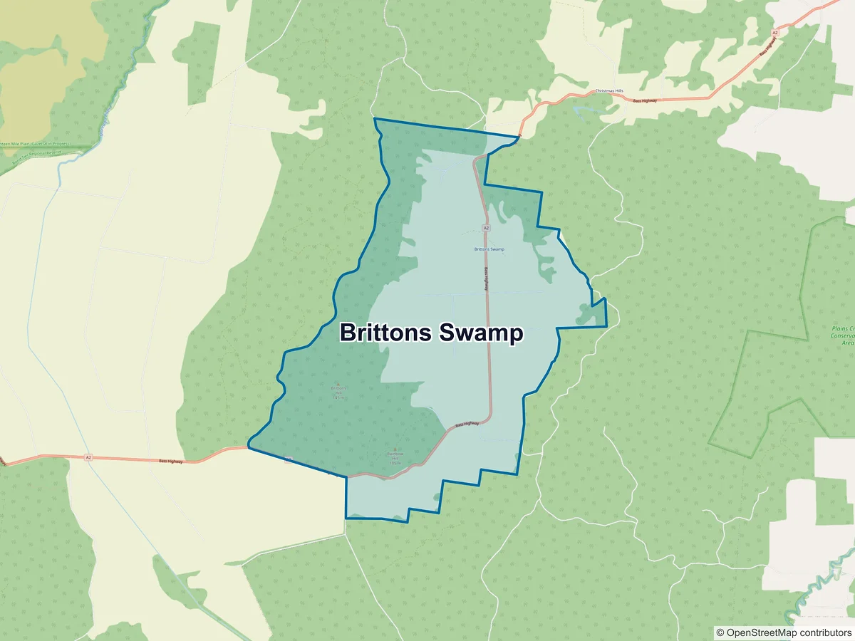 Map of Brittons Swamp, TAS, Australia