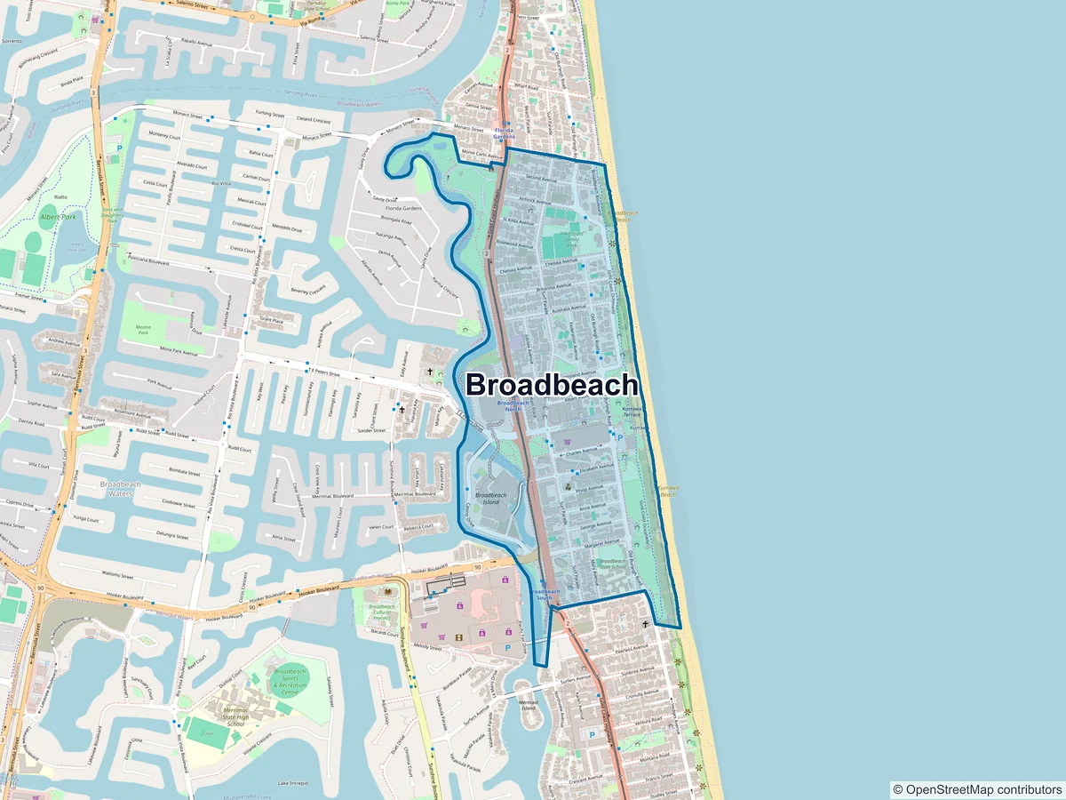 Map of Broadbeach, QLD, Australia