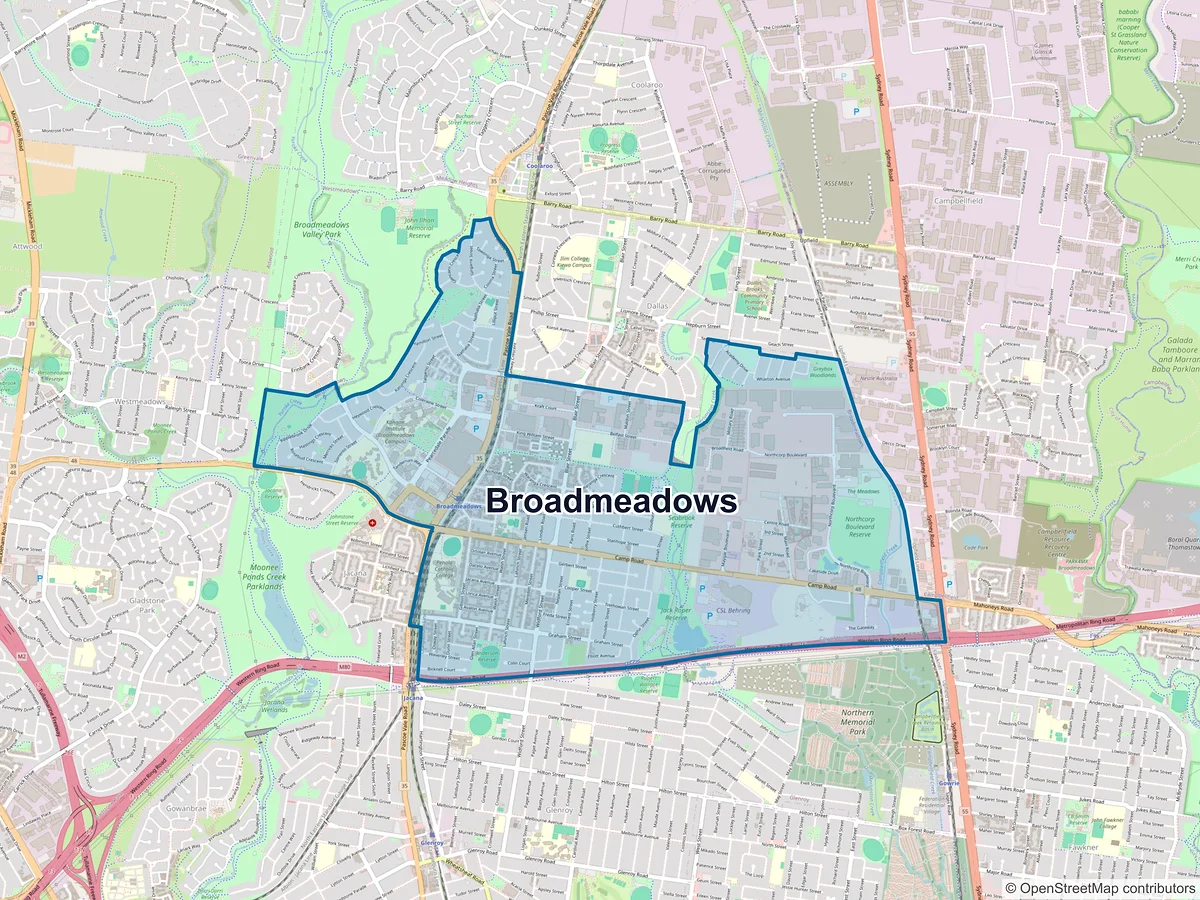 Map of Broadmeadows, VIC, Australia