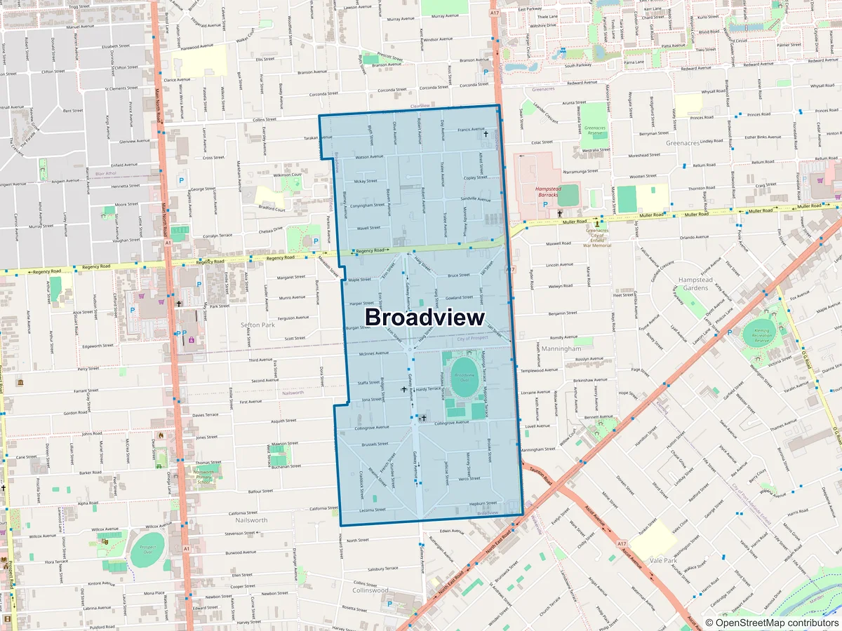 Map of Broadview, SA, Australia