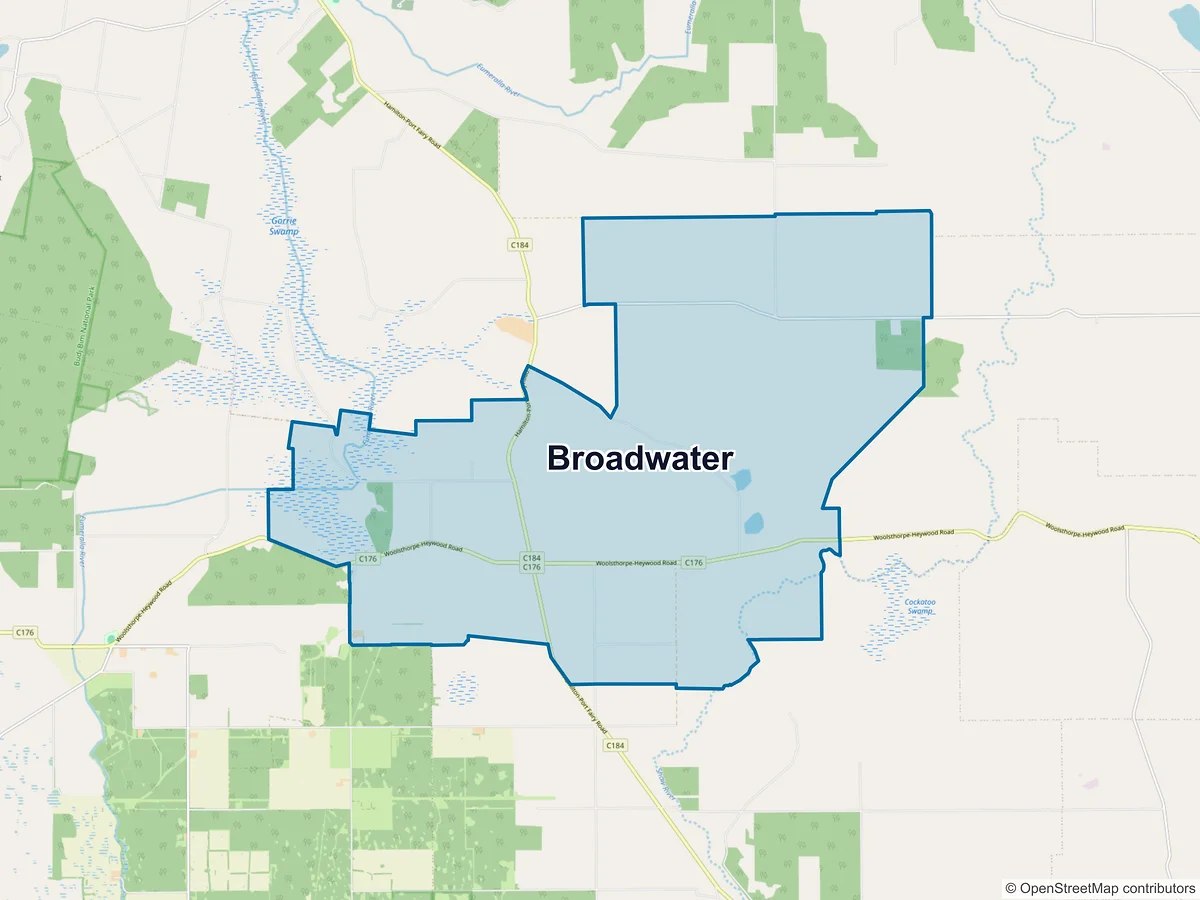 Map of Broadwater, VIC, Australia