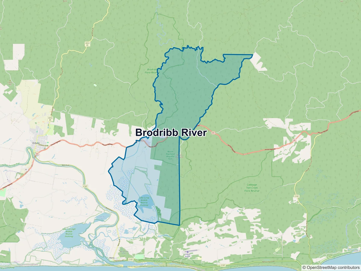 Map of Brodribb River, VIC, Australia