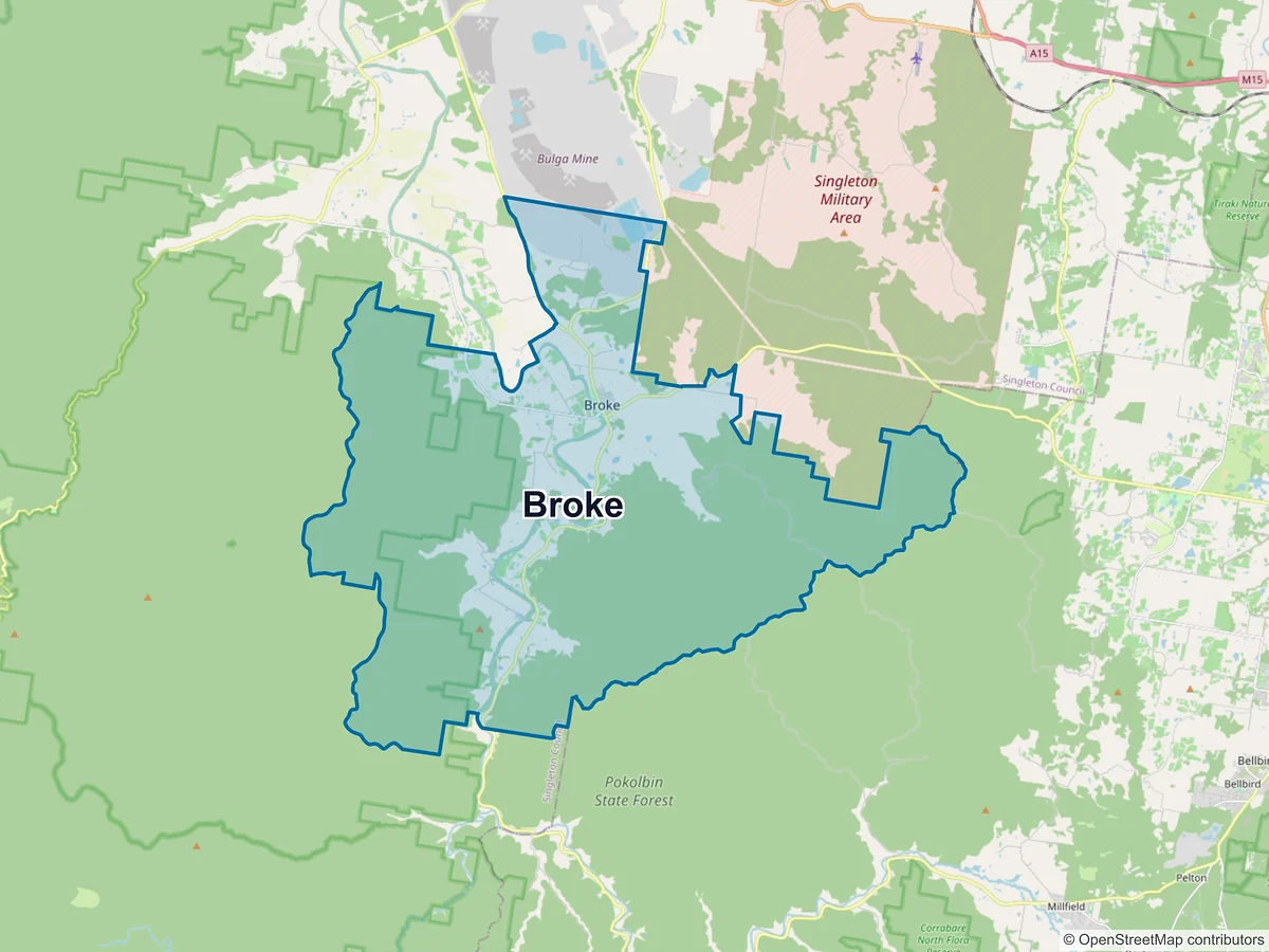 Map of Broke, NSW, Australia