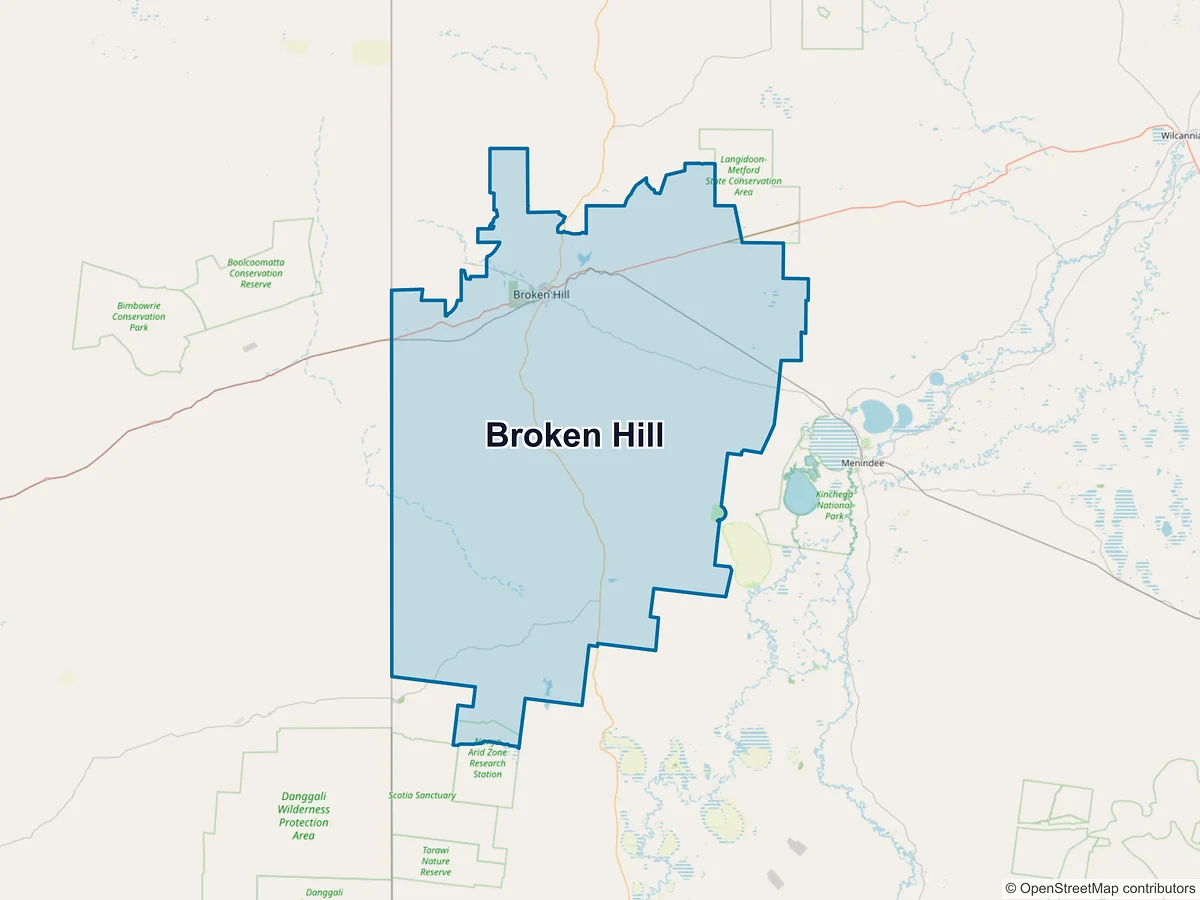 Map of Broken Hill, NSW, Australia