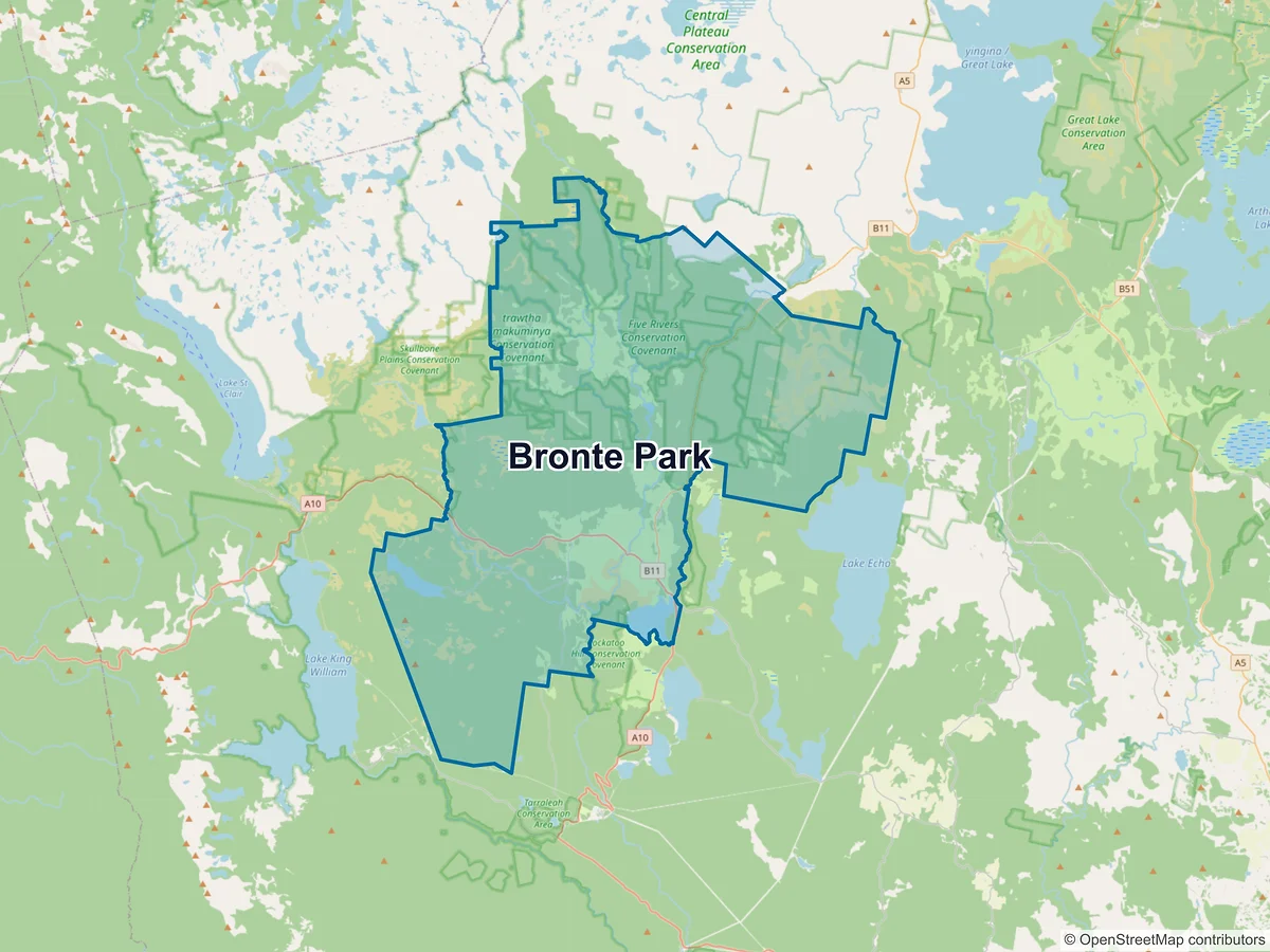 Map of Bronte Park, TAS, Australia