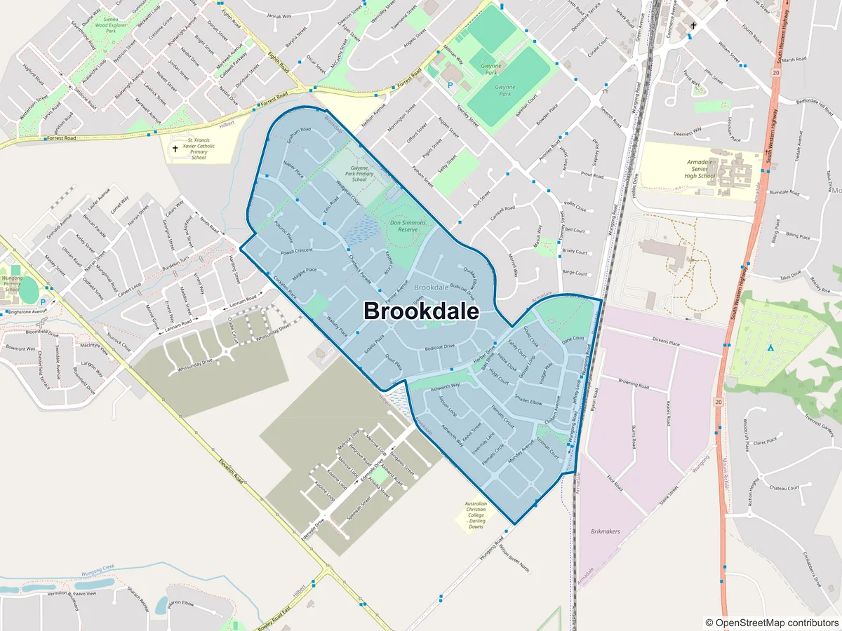 Map of Brookdale, WA, Australia