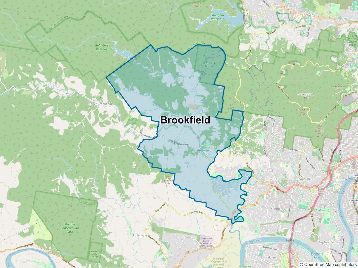 Map of Brookfield, QLD, Australia