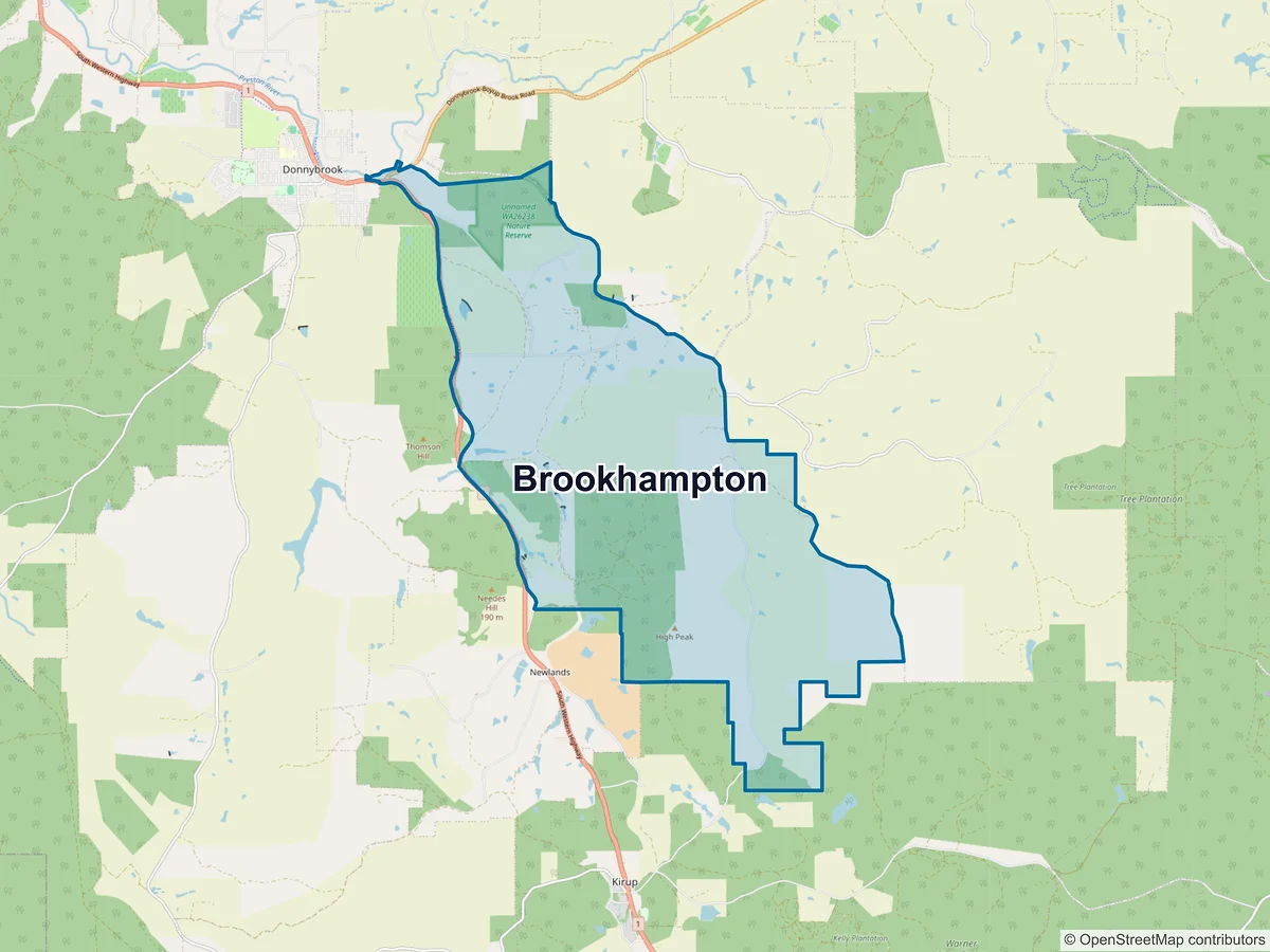 Map of Brookhampton, WA, Australia