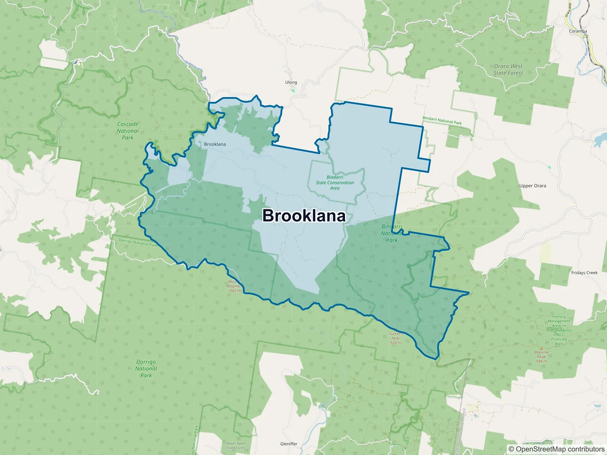 Map of Brooklana, NSW, Australia
