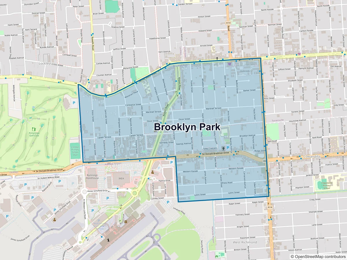 Map of Brooklyn Park, SA, Australia