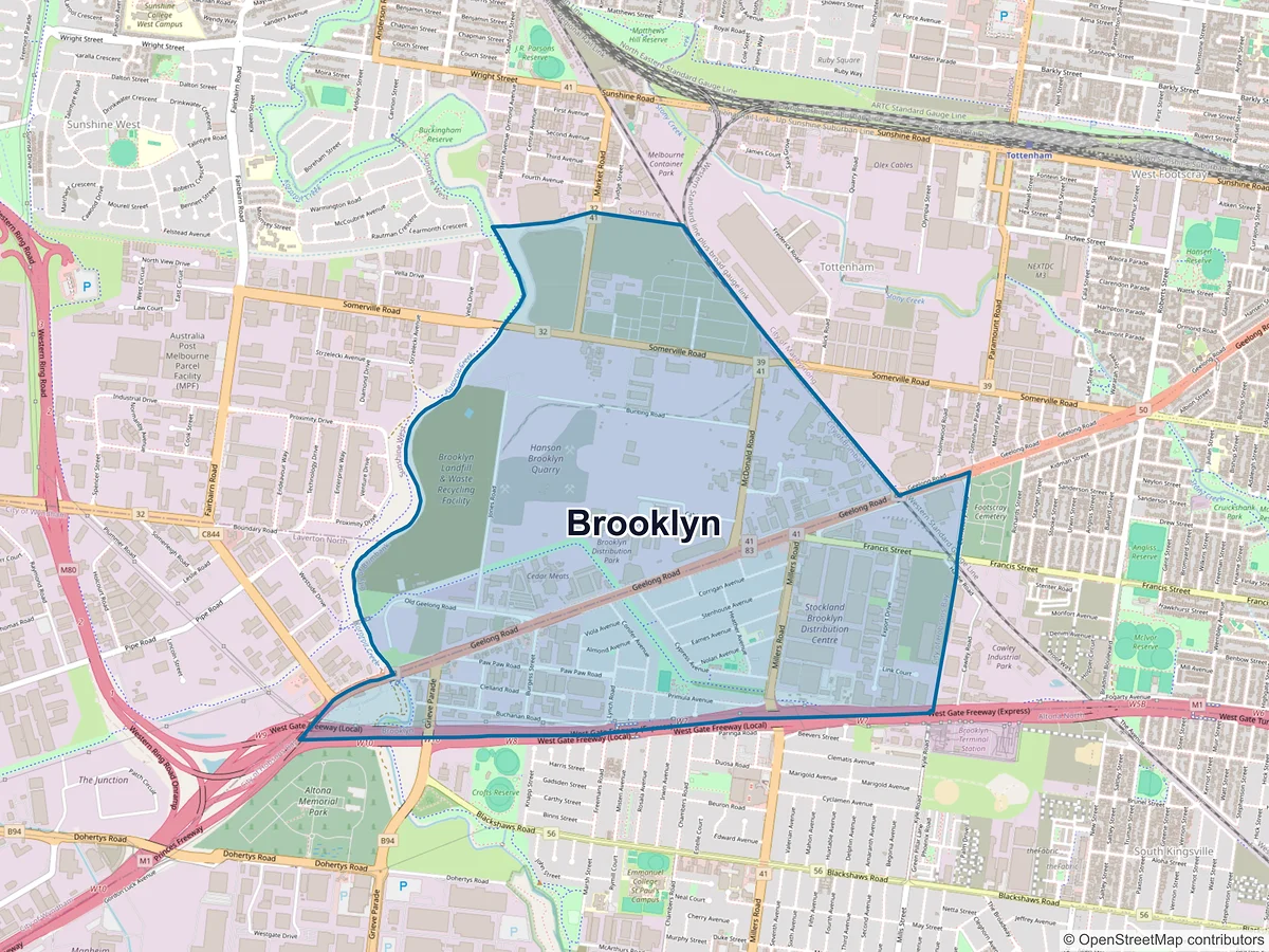 Map of Brooklyn, VIC, Australia