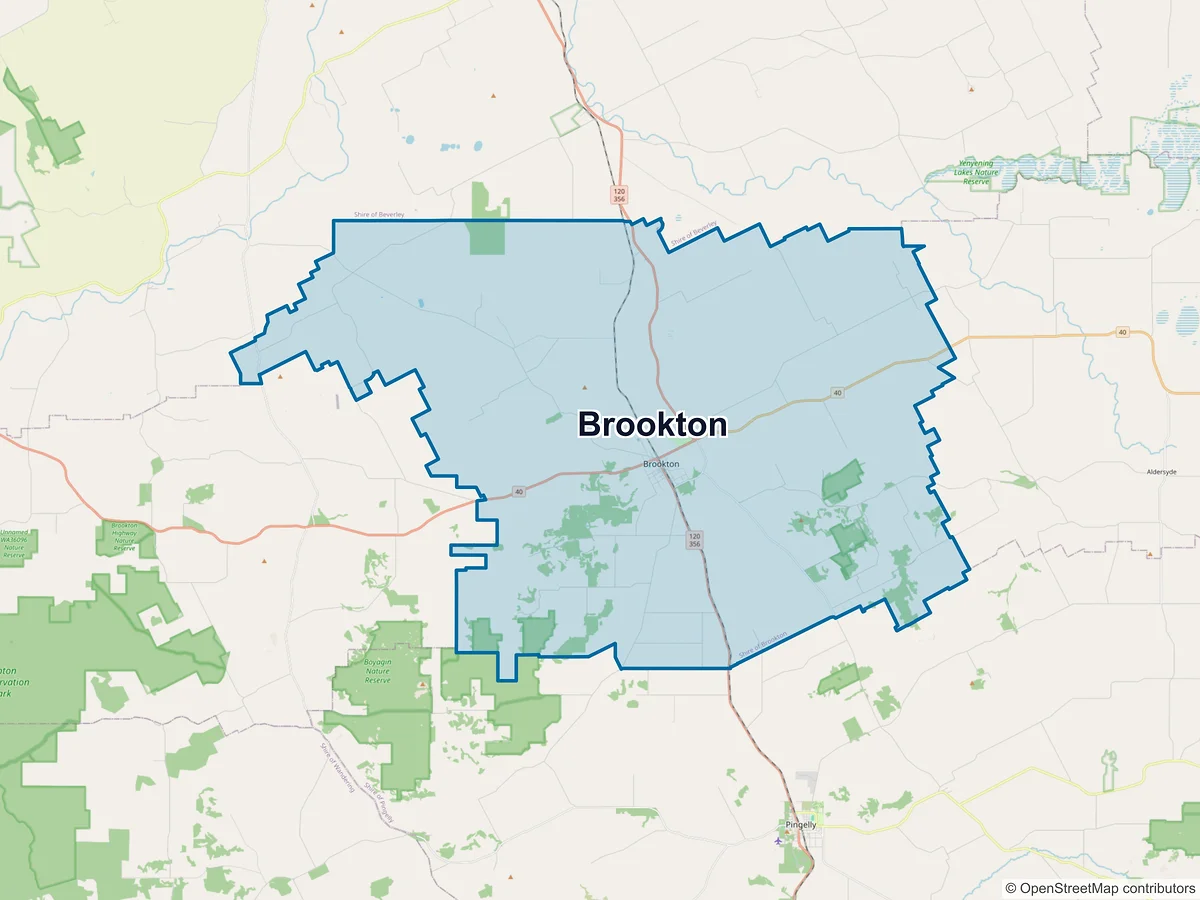 Map of Brookton, WA, Australia