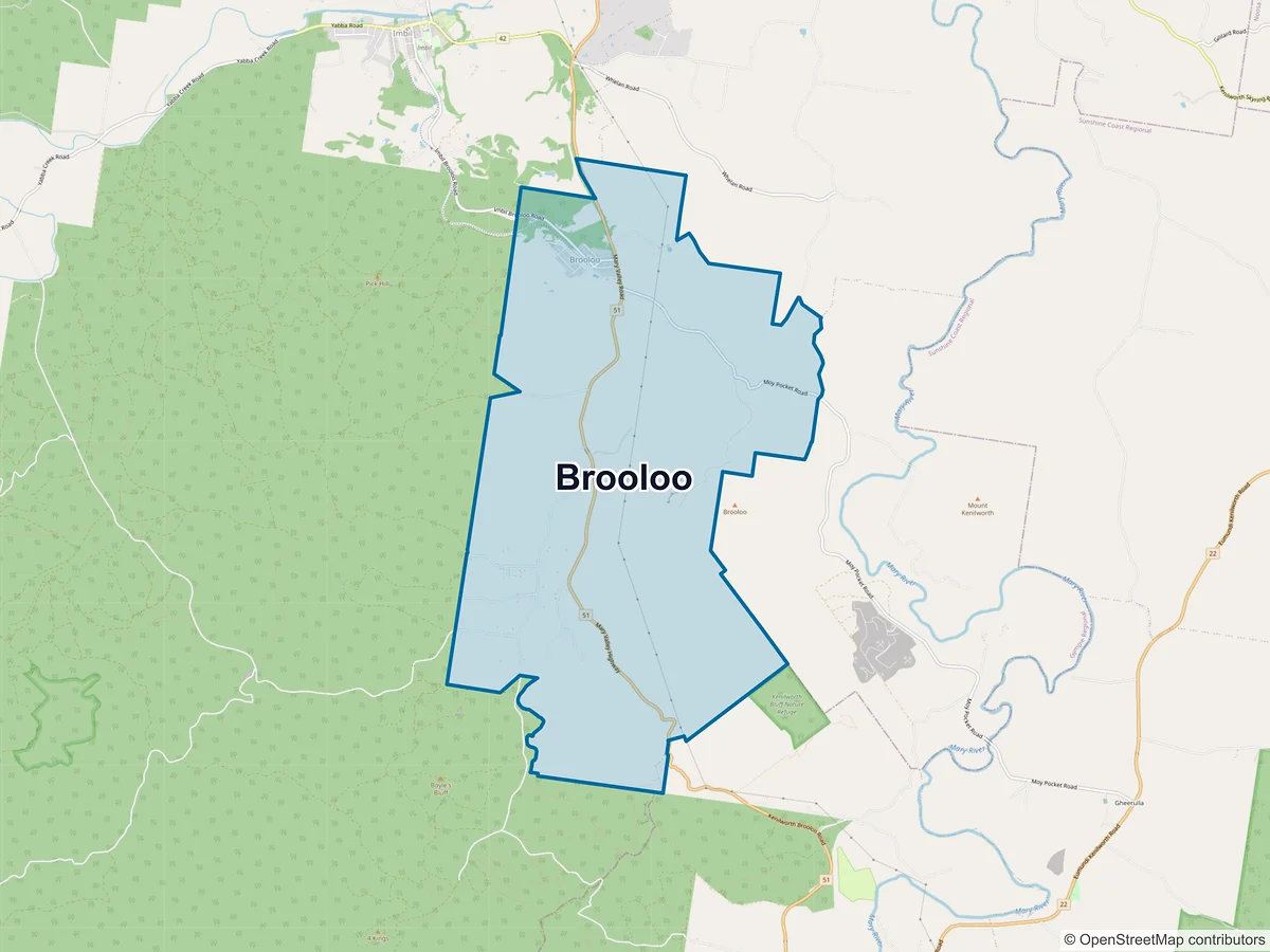 Map of Brooloo, QLD, Australia