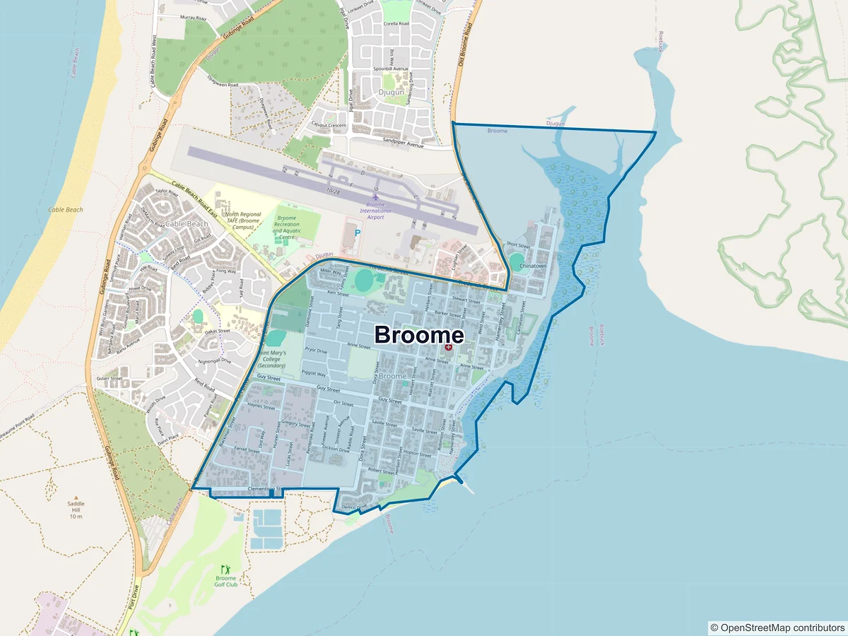 Map of Broome, WA, Australia