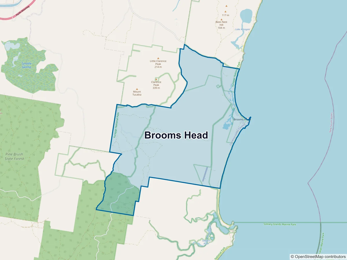 Map of Brooms Head, NSW, Australia