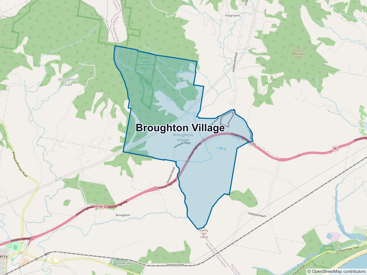 Map of Broughton Village, NSW, Australia